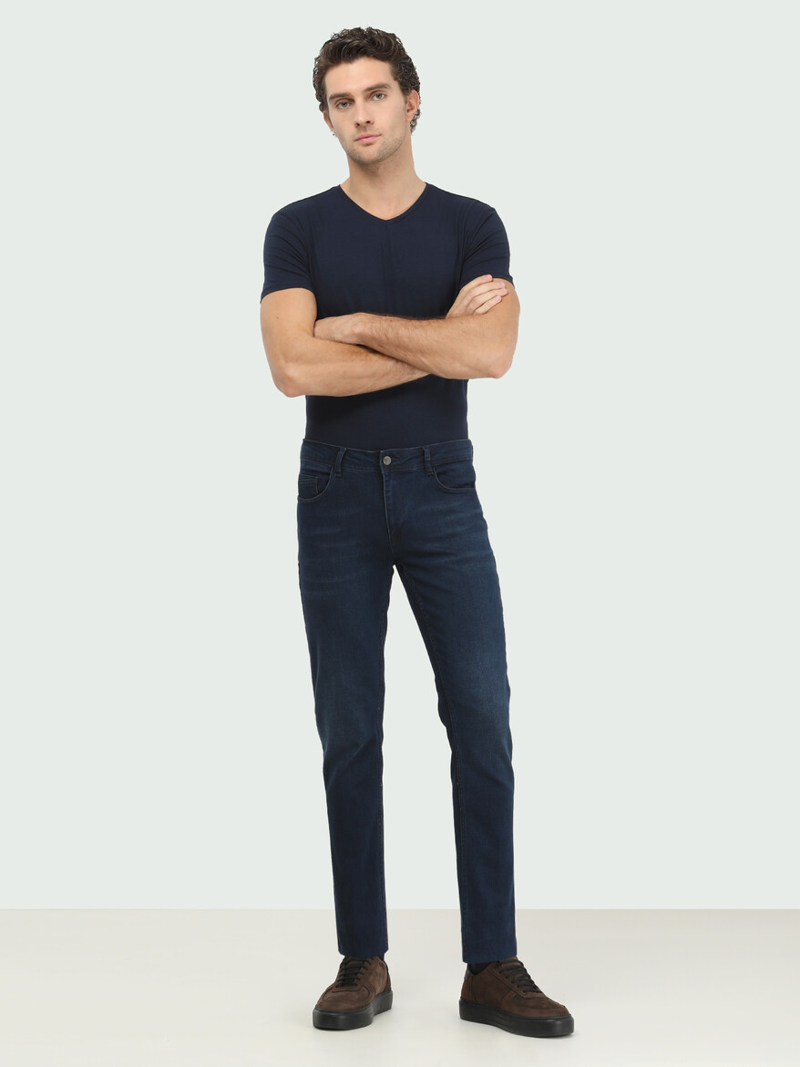KİP - Lacivert Slim Fit Denim Pamuk Karışımlı Pantolon (1)