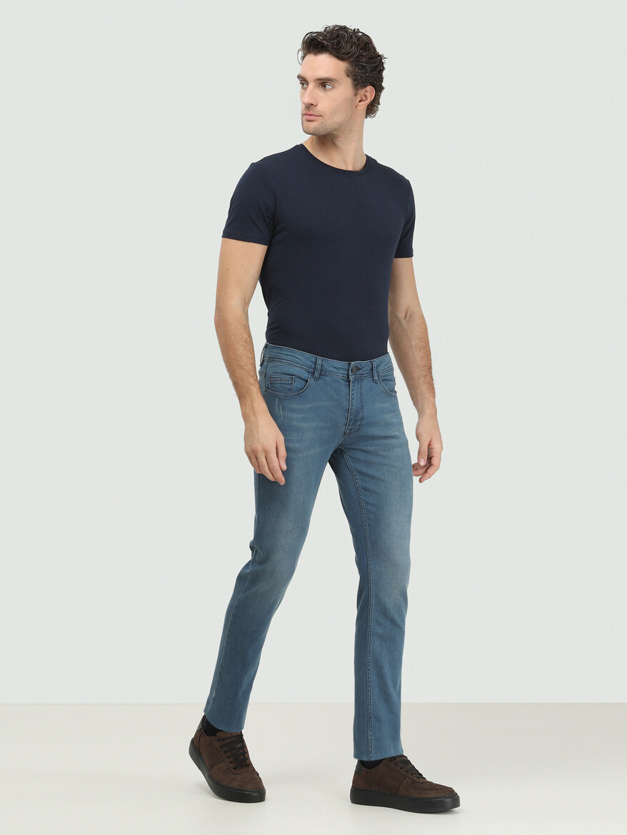 KİP - İndigo Slim Fit Denim Pamuk Karışımlı Pantolon (1)