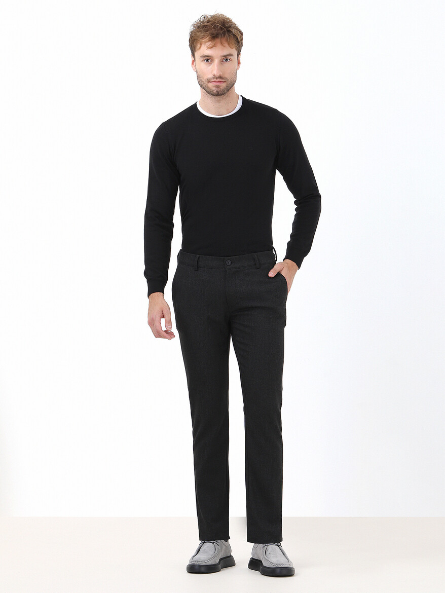 KİP - Siyah Dokuma Slim Fit Smart Casual Pantolon (1)
