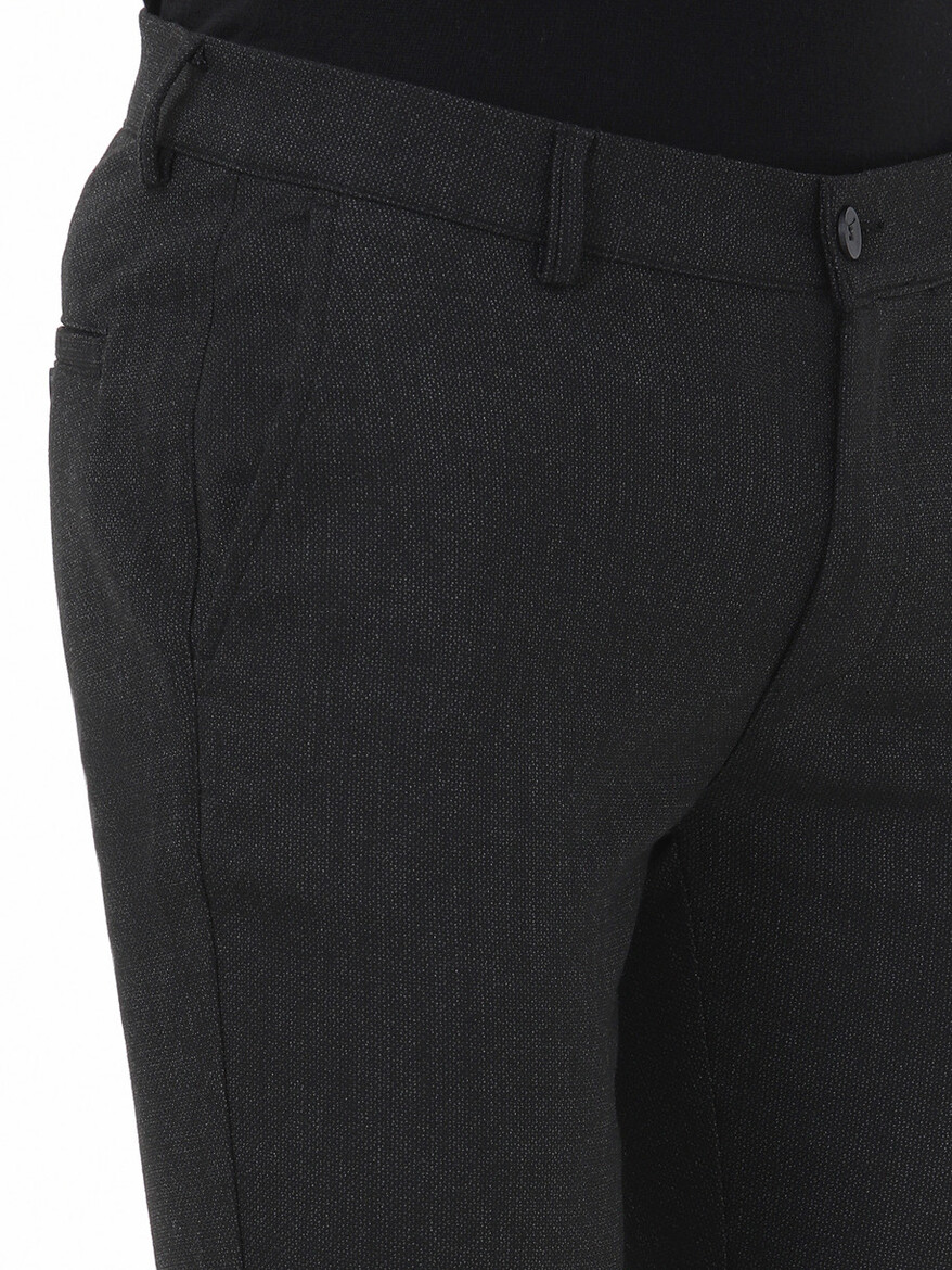Siyah Dokuma Slim Fit Smart Casual Pantolon - Thumbnail