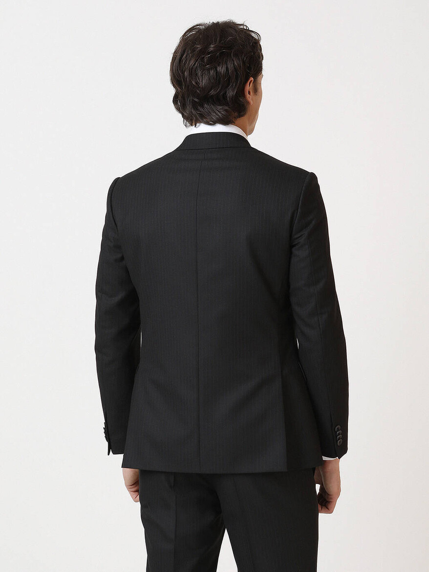 Siyah Çizgili Regular Fit Takım Elbise - Thumbnail