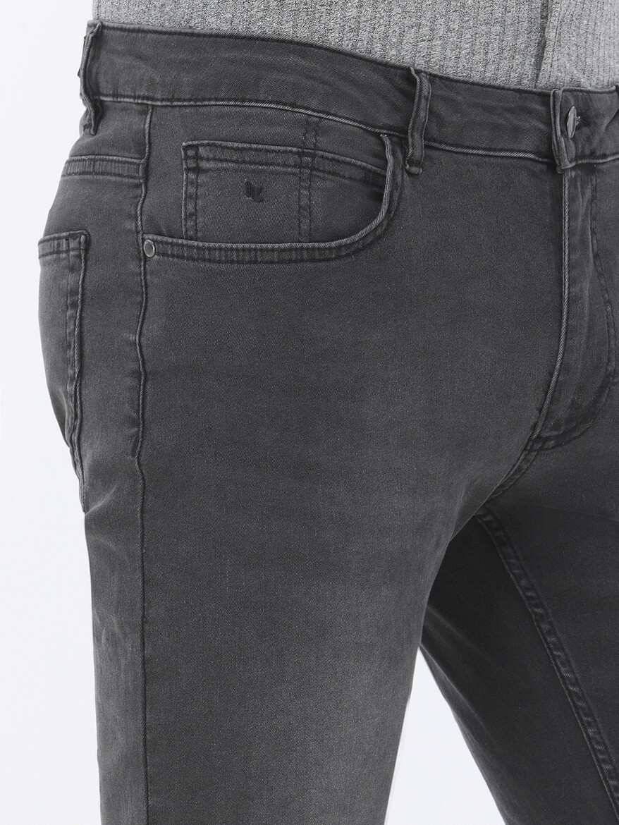 Koyu Gri Super Slim Fit Denim Pamuk Karışımlı Pantolon - Thumbnail