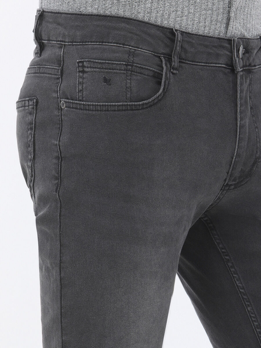 Koyu Gri Super Slim Fit Denim Pamuk Karışımlı Pantolon