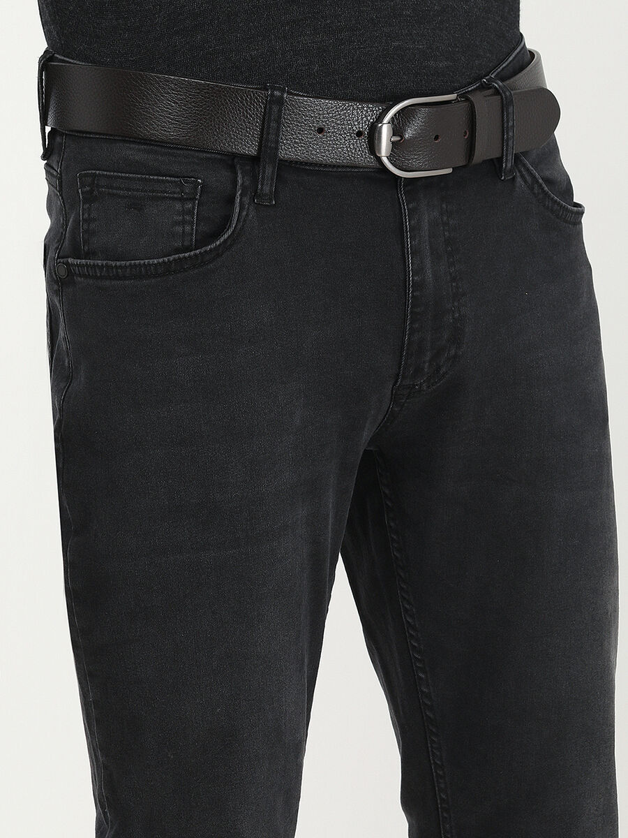 Siyah Slim Fit Denim Pamuk Karışımlı Pantolon