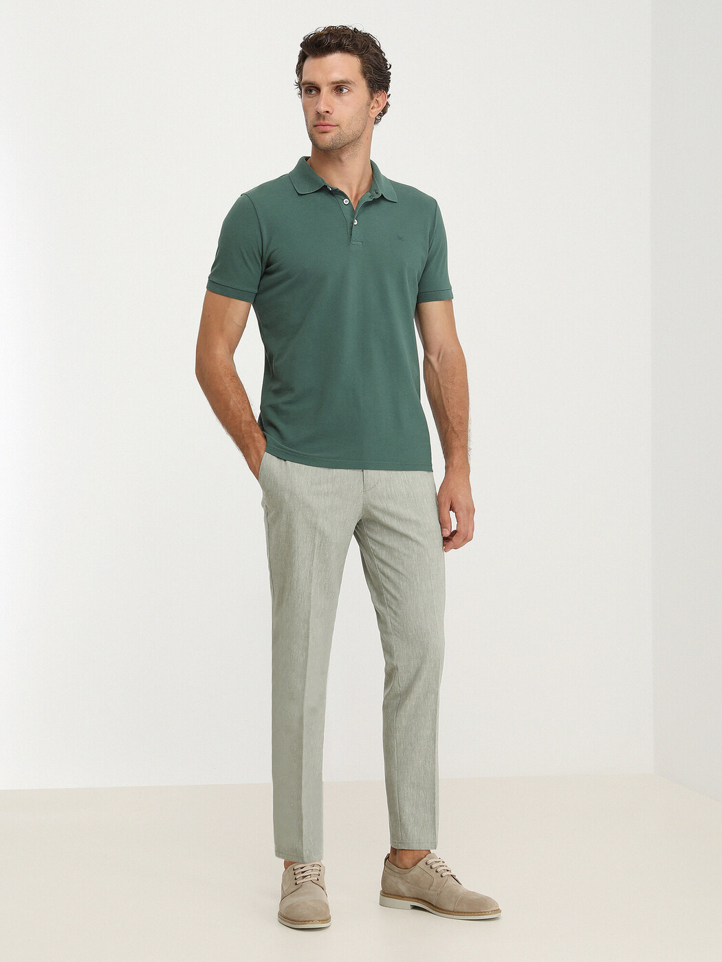 KİP - Koyu Yeşil Düz Polo Yaka %100 Pamuk T-Shirt (1)