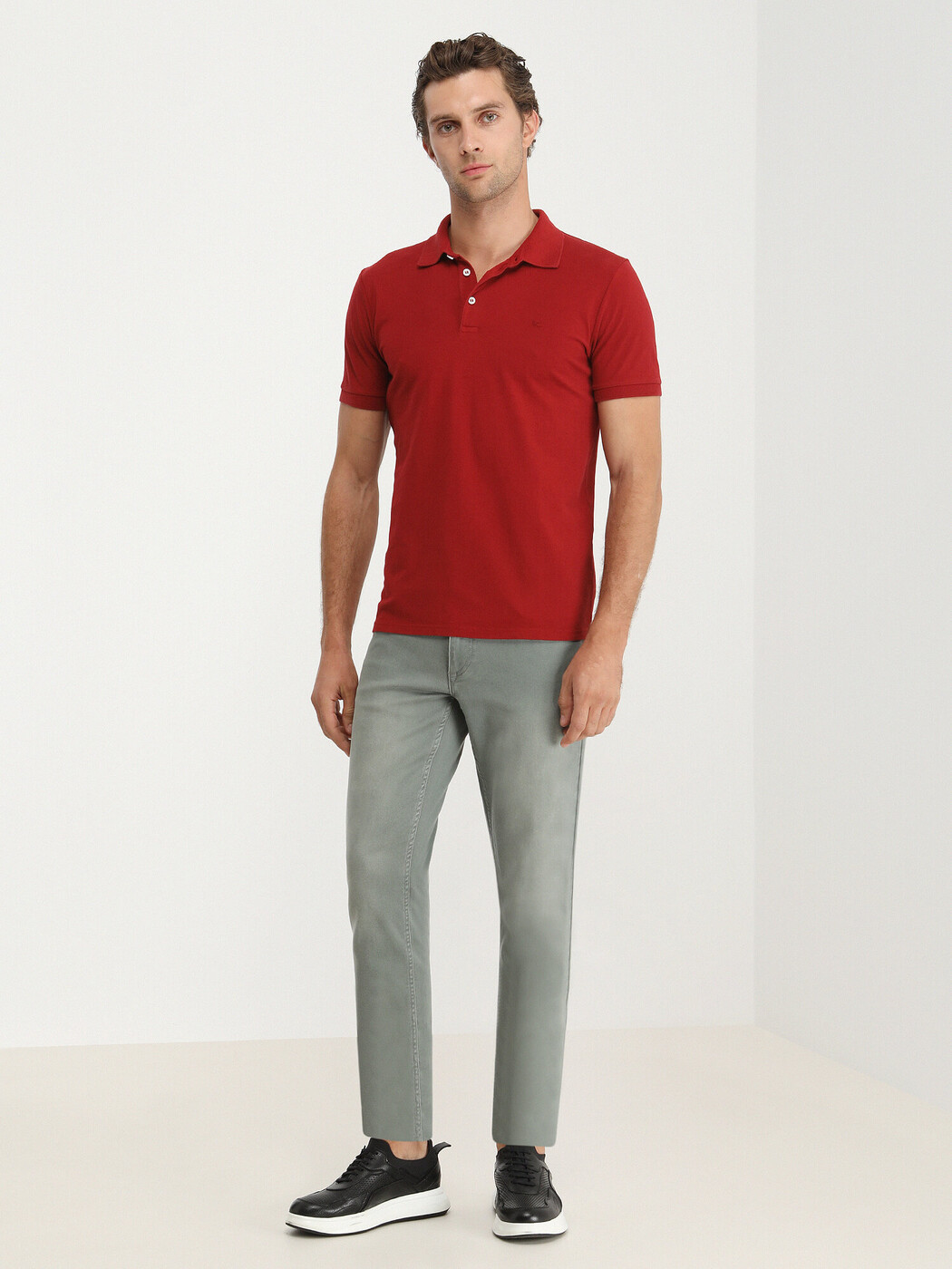 KİP - Kırmızı Düz Polo Yaka %100 Pamuk T-Shirt (1)