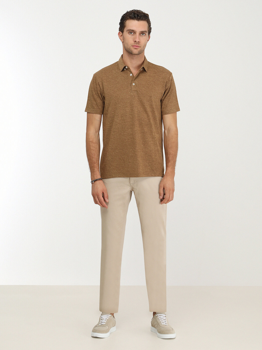 KİP - Kahverengi Düz Polo Yaka Pamuk Karışımlı T-Shirt (1)