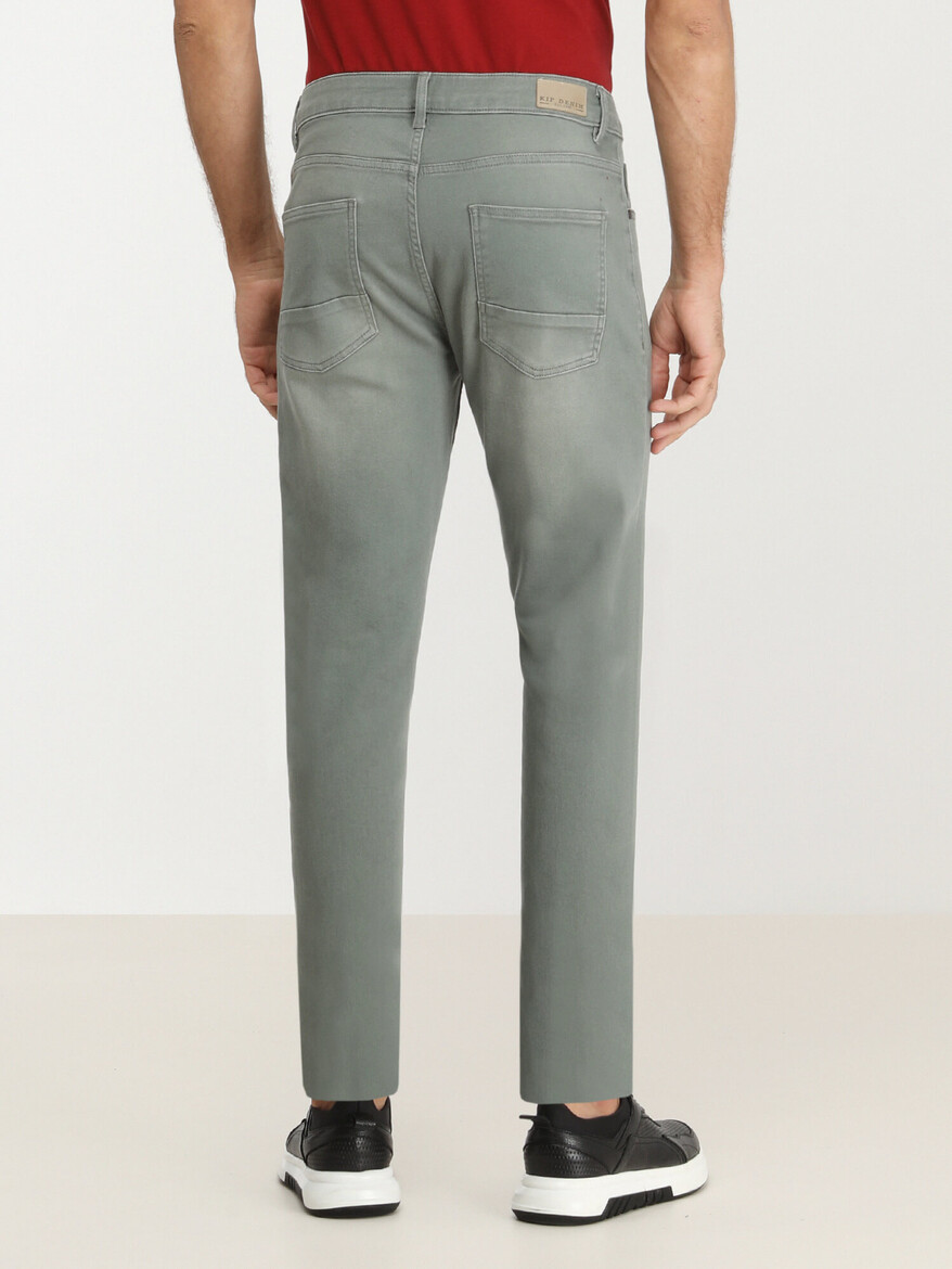 Yeşil Slim Fit Denim Pamuk Karışımlı Pantolon - Thumbnail
