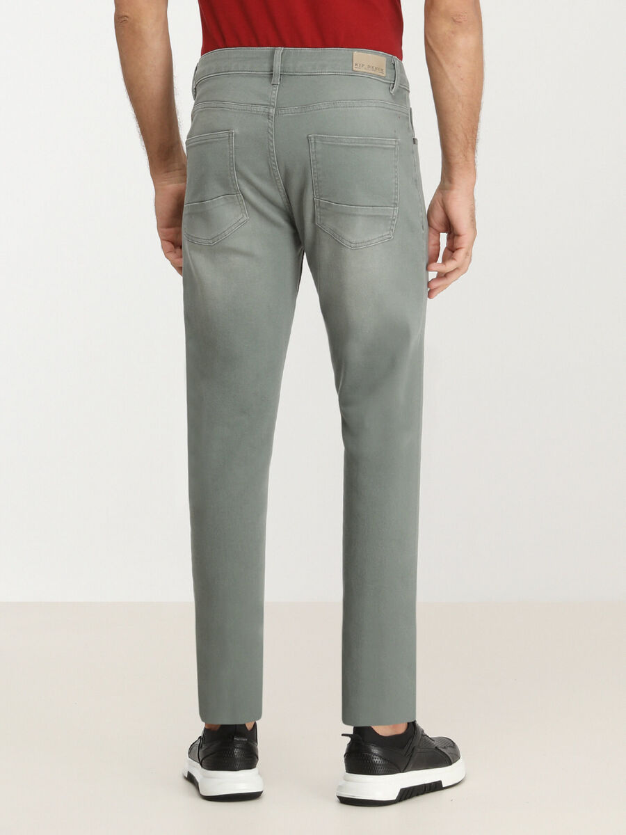 Yeşil Slim Fit Denim Pamuk Karışımlı Pantolon