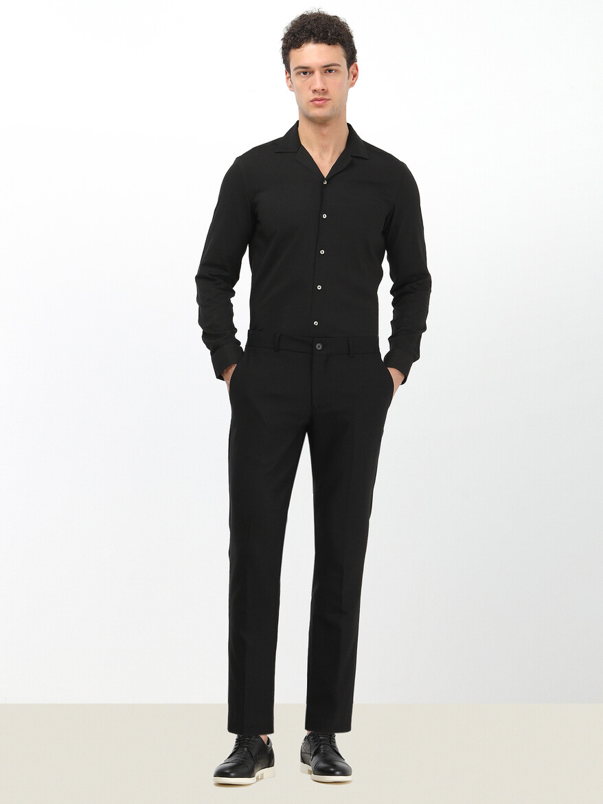 KİP - Siyah Dokuma Slim Fit Casual Pantolon (1)