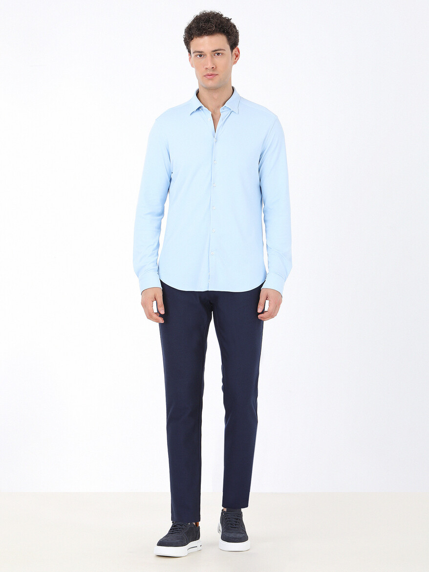 KİP - Mavi Desenli Regular Fit Casual Gömlek (1)