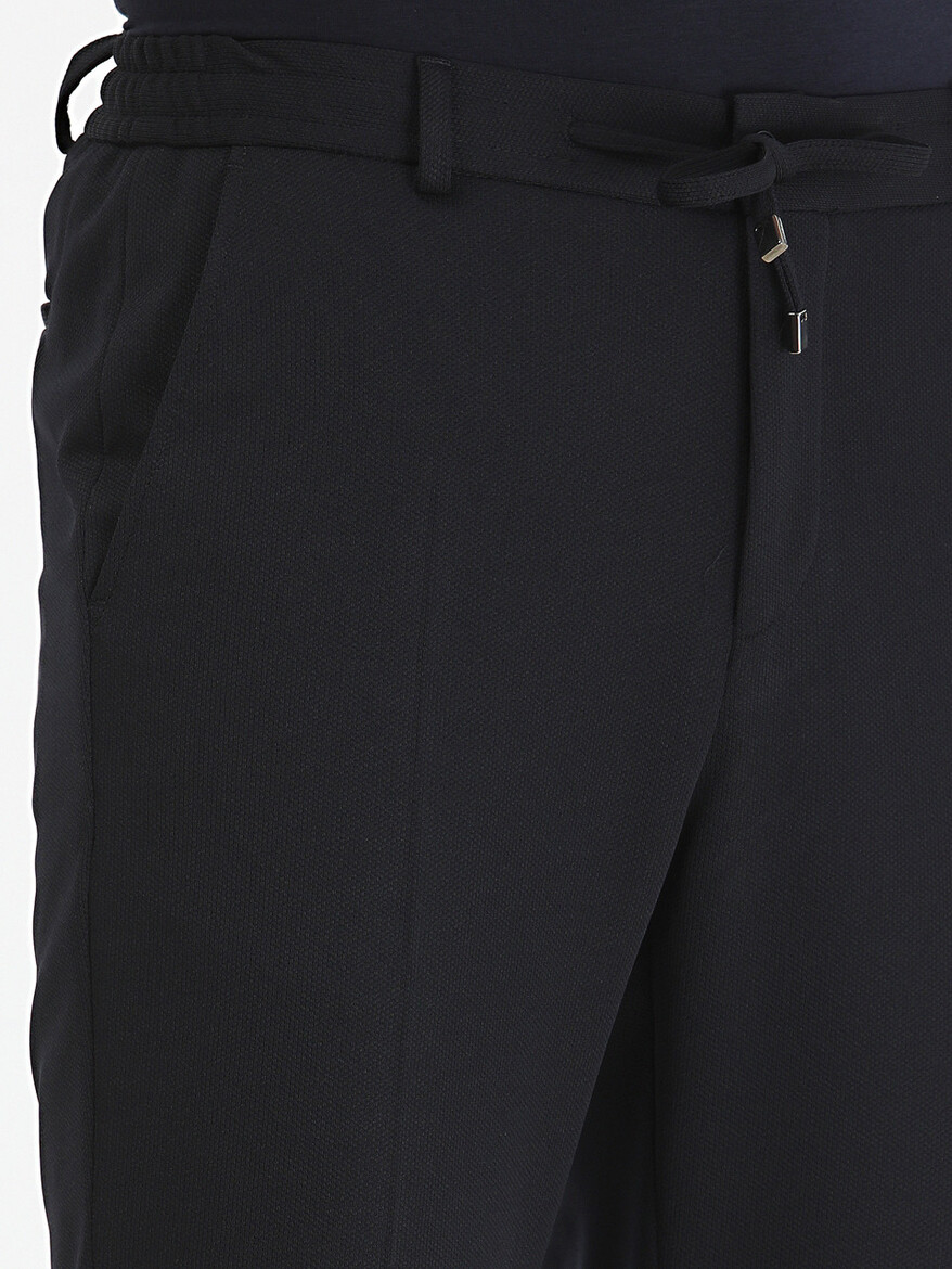 Lacivert Düz Modern Fit Örme Takım Elbise - Thumbnail