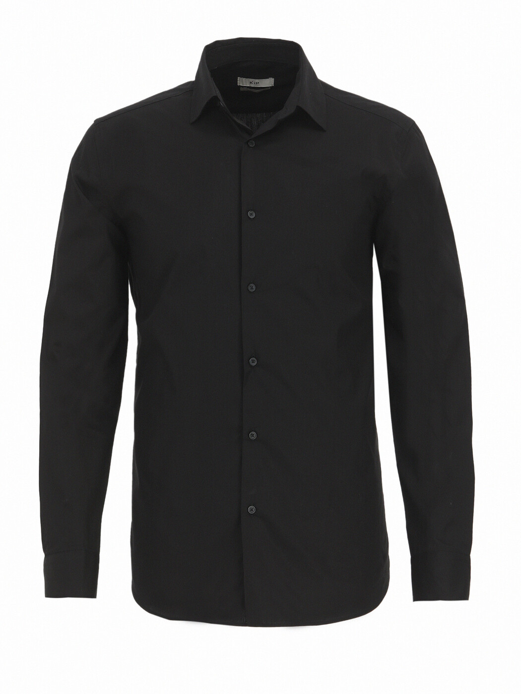 Siyah Düz Regular Fit Dokuma Klasik %100 Pamuk Gömlek - Thumbnail