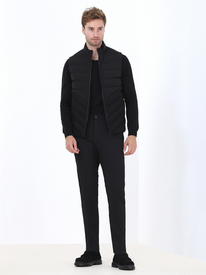 Siyah Modern Fit Örme Takım Elbise - Thumbnail