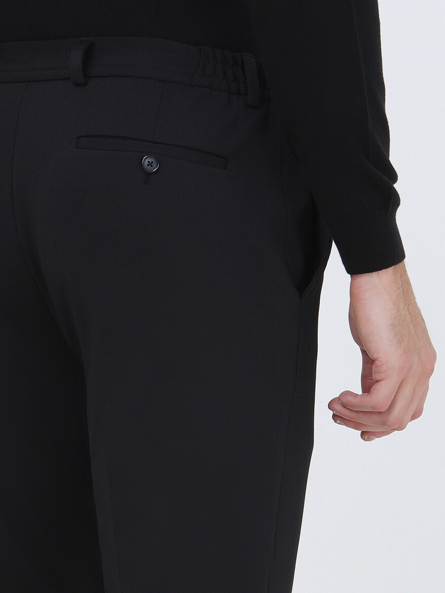 Siyah Modern Fit Örme Takım Elbise - Thumbnail