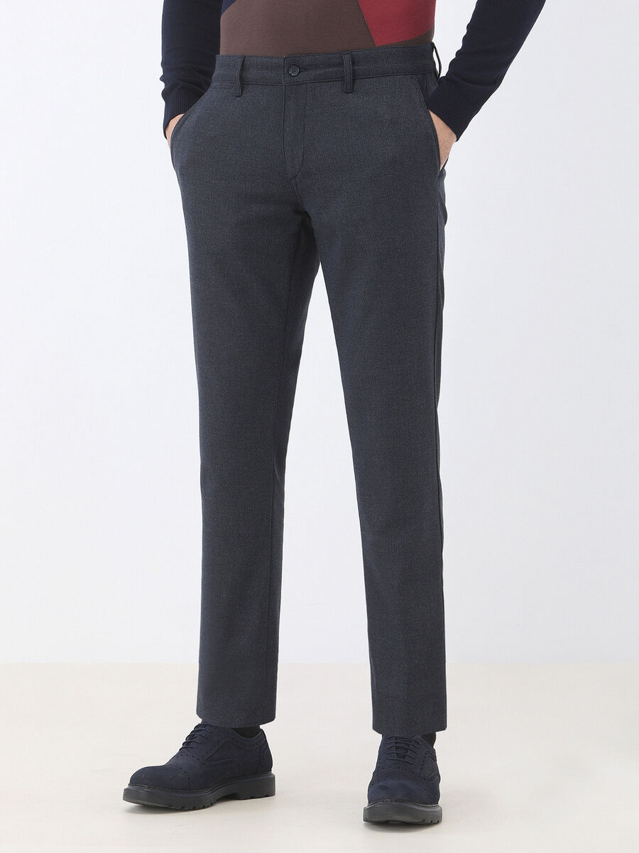 Lacivert Dokuma Slim Fit Smart Casual Pantolon