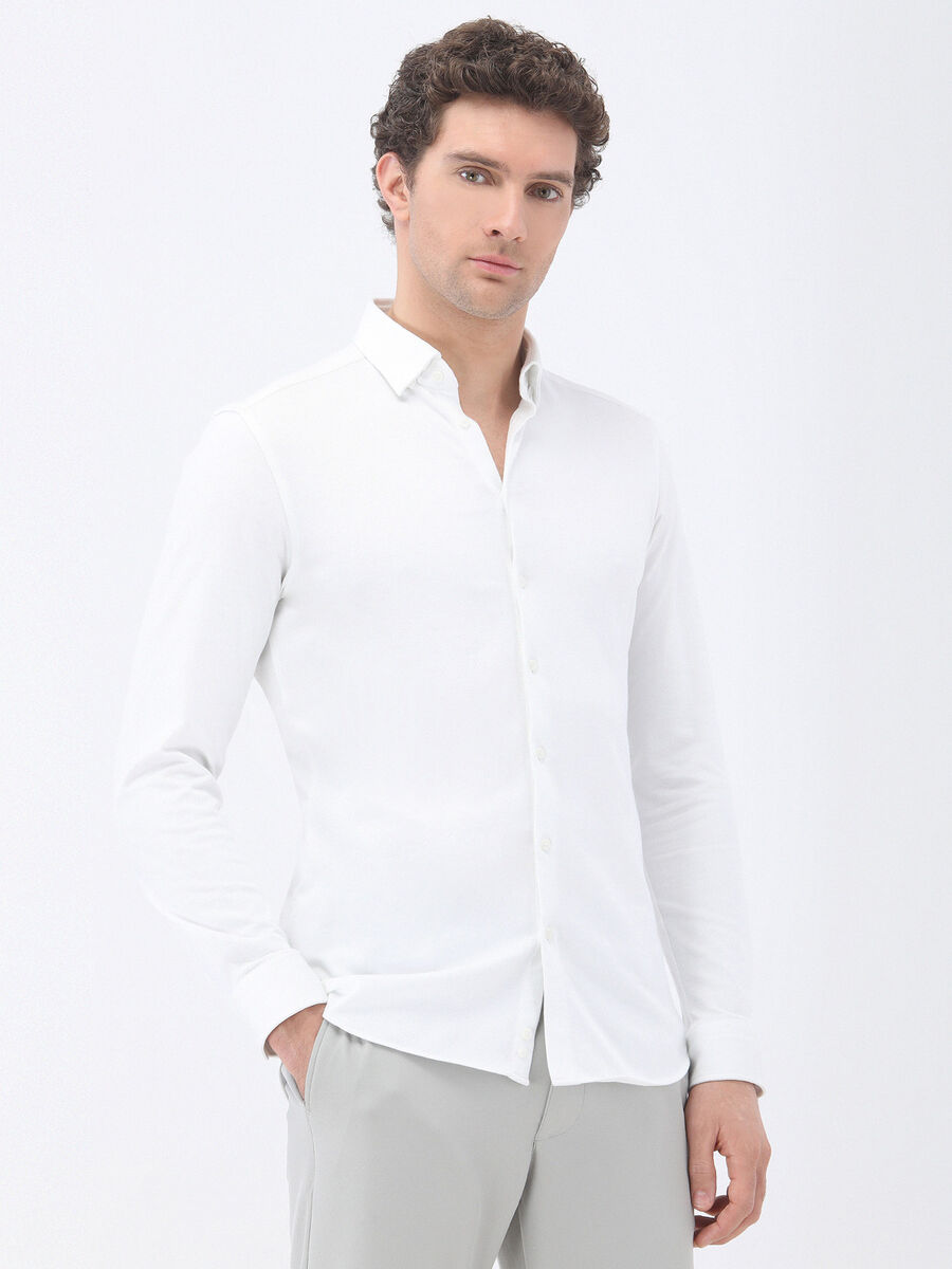 Beyaz Slim Fit Casual %100 Pamuk Gömlek