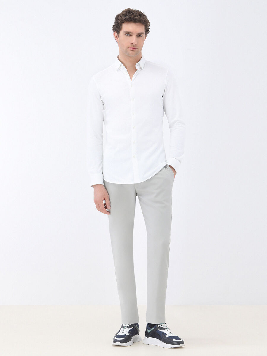 Beyaz Slim Fit Casual %100 Pamuk Gömlek
