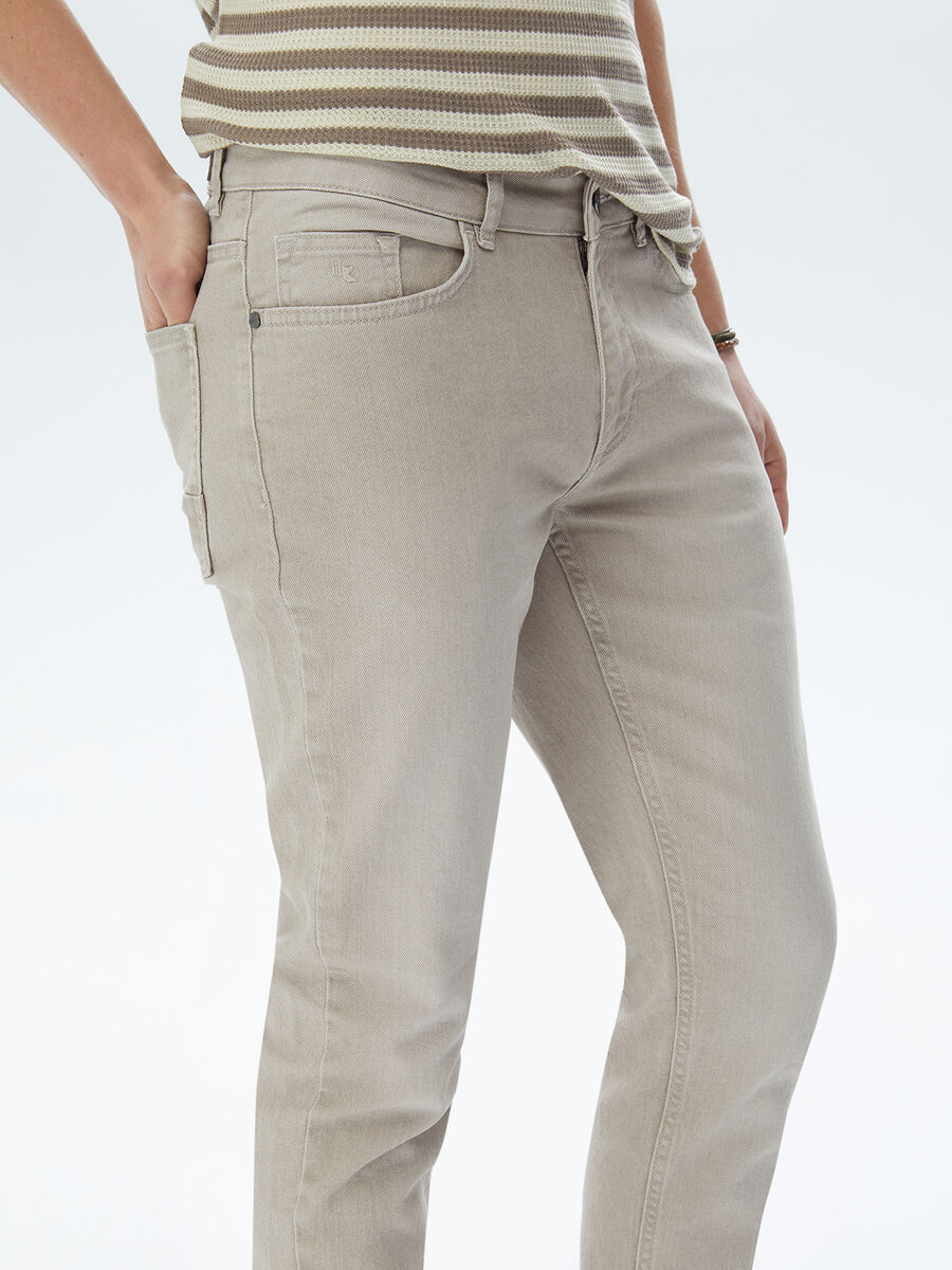 Haki Slim Fit Denim Pamuk Karışımlı Pantolon