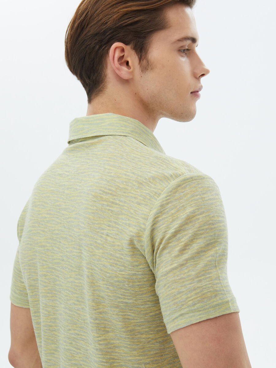 Limon Küfü Baskılı Polo Yaka Pamuk Karışımlı T-Shirt