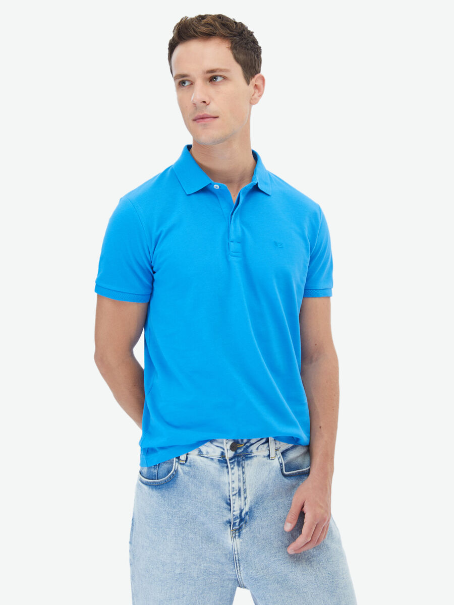 Saks Polo Yaka %100 Pamuk T-Shirt