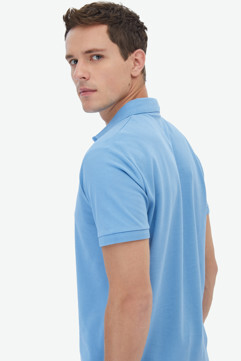 Koyu Mavi Polo Yaka %100 Pamuk T-Shirt - Thumbnail