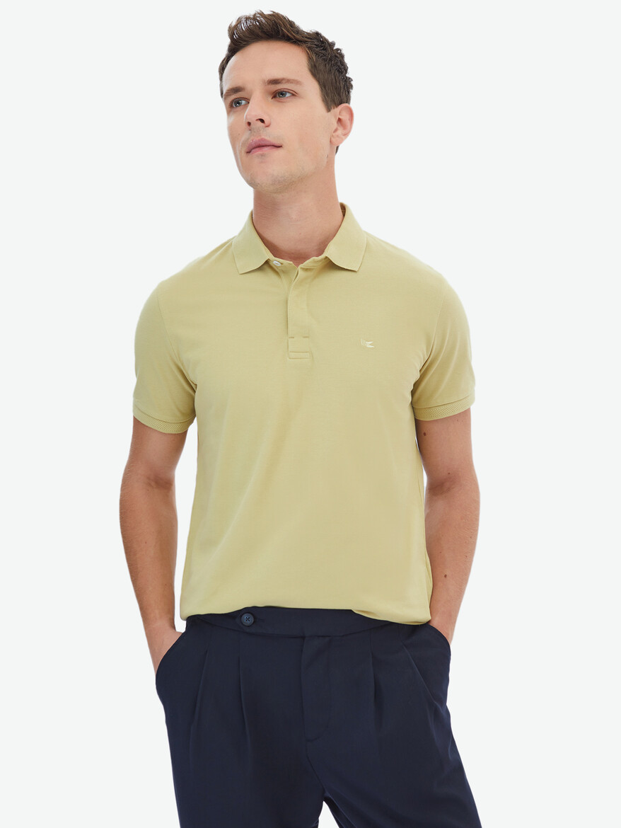 Limon Küfü Polo Yaka %100 Pamuk T-Shirt - Thumbnail