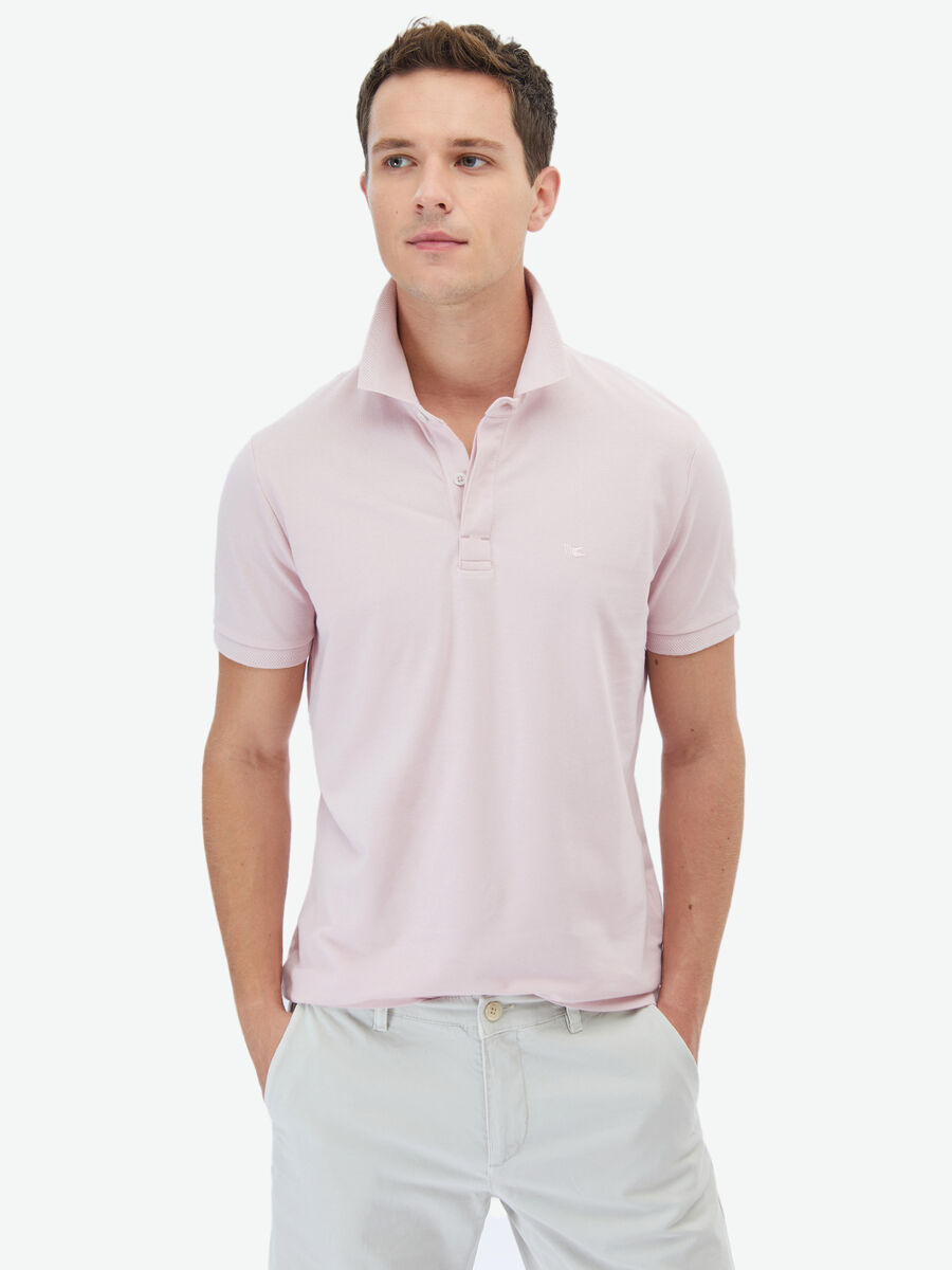 Pembe Polo Yaka %100 Pamuk T-Shirt