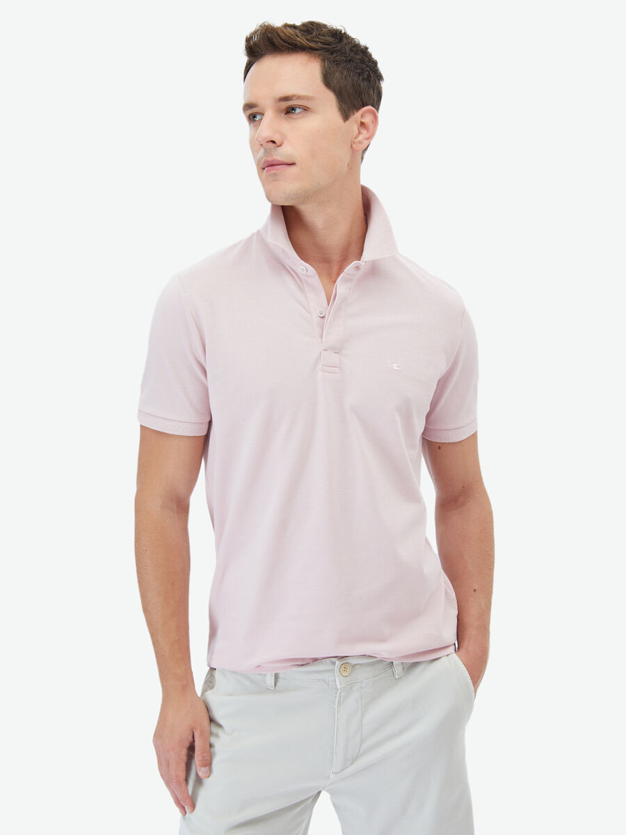 Pembe Polo Yaka %100 Pamuk T-Shirt