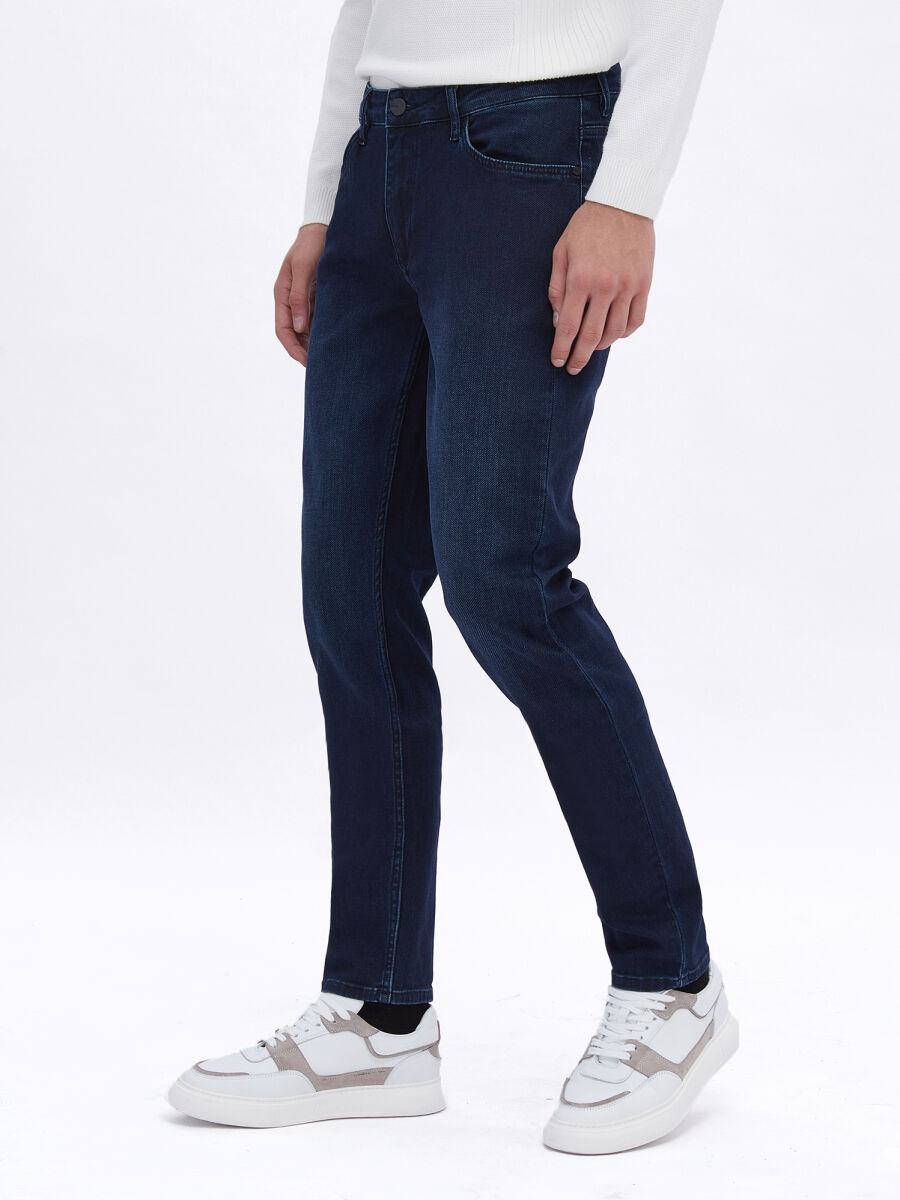 Lacivert Slim Fit Denim Pamuk Karışımlı Pantolon - 2