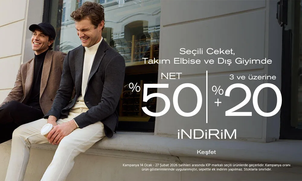 Ceket, Takım Elbise ve Dış Giyimde Net %50 İndirim!