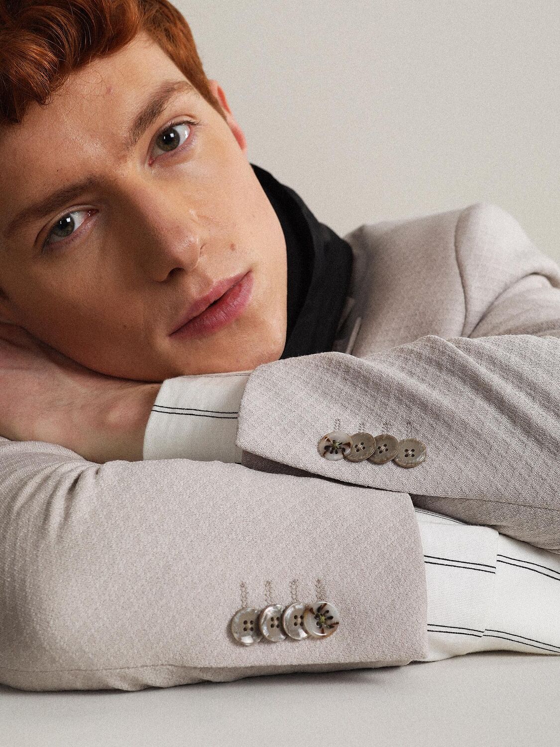 Açık Bej Desenli Modern Fit Örme Ceket - 2