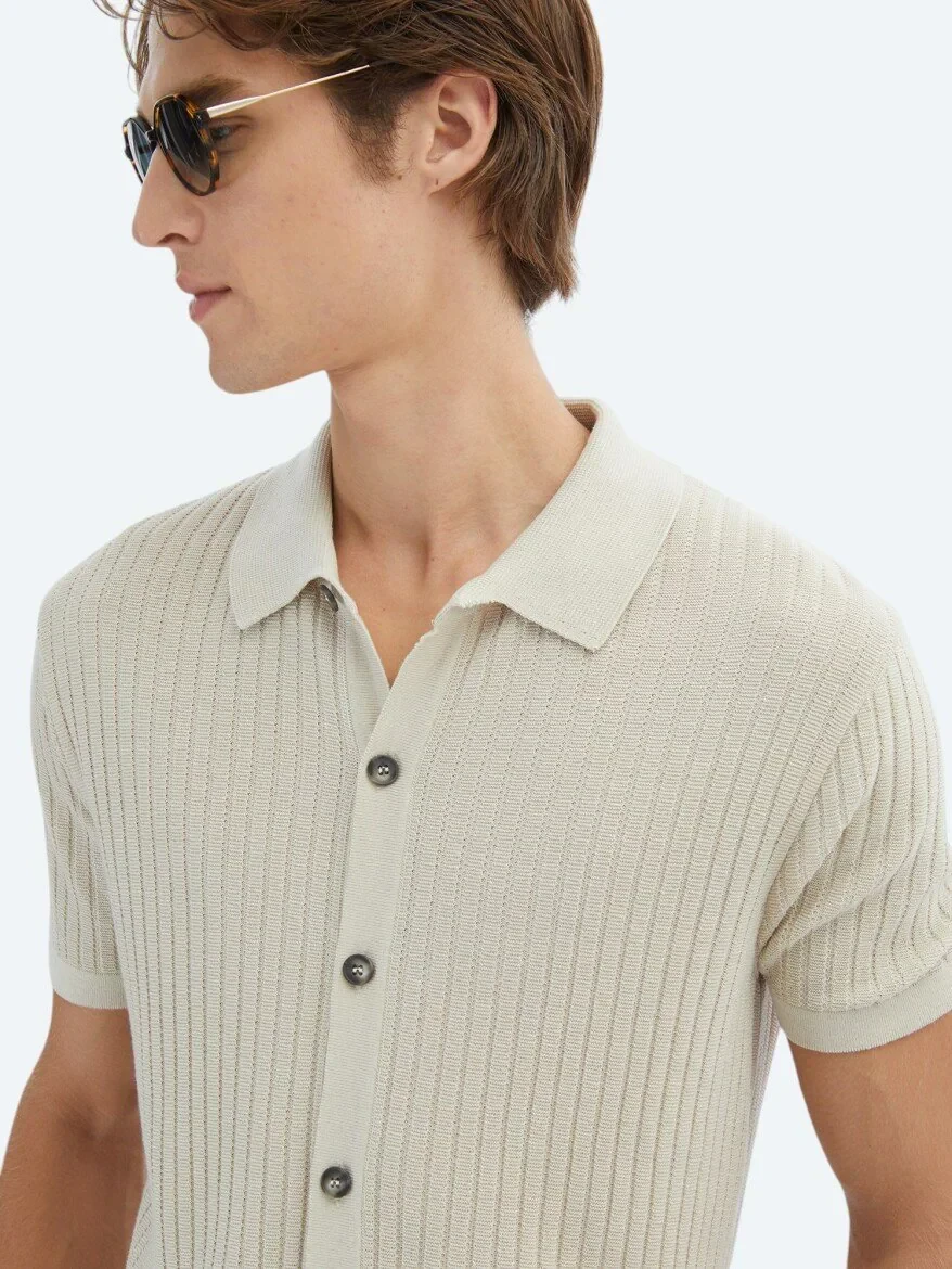 Açık Bej Desenli Triko - KİP