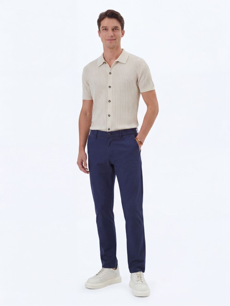 Açık Bej Desenli Triko - 2