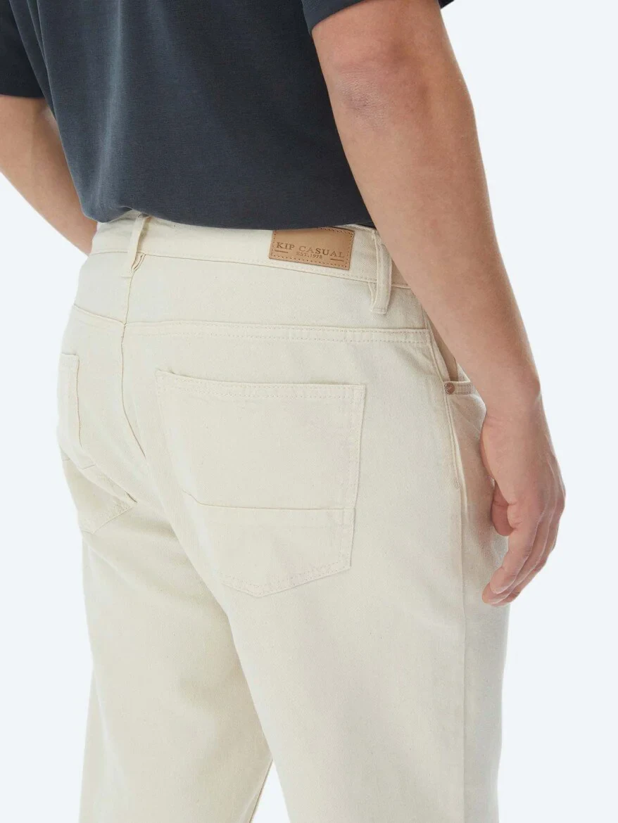 Açık Bej Düz Dokuma Carrot Fit Casual Pamuk Karışımlı Pantolon - 5