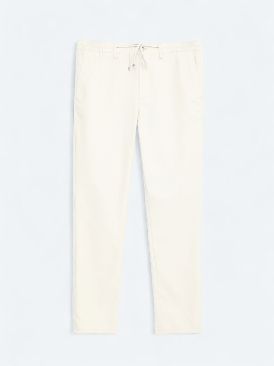 Açık Bej Düz Dokuma Jogging Fit Casual Pantolon - 5