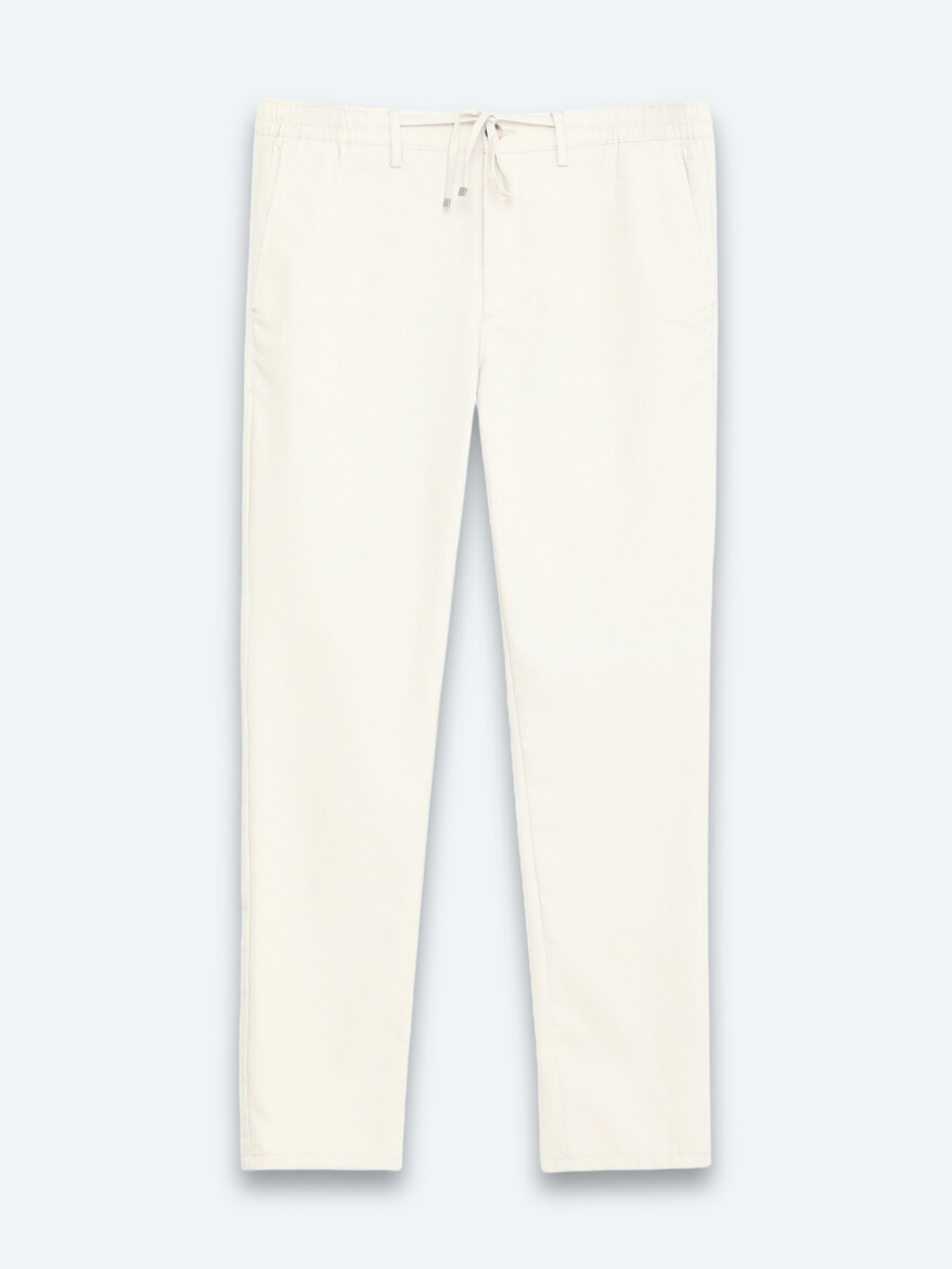 Açık Bej Düz Dokuma Jogging Fit Casual Pantolon - 6