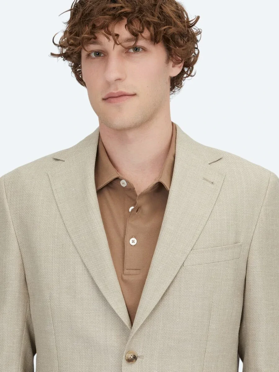 Açık Bej Düz Modern Fit Yün Karışımlı Ceket - 4