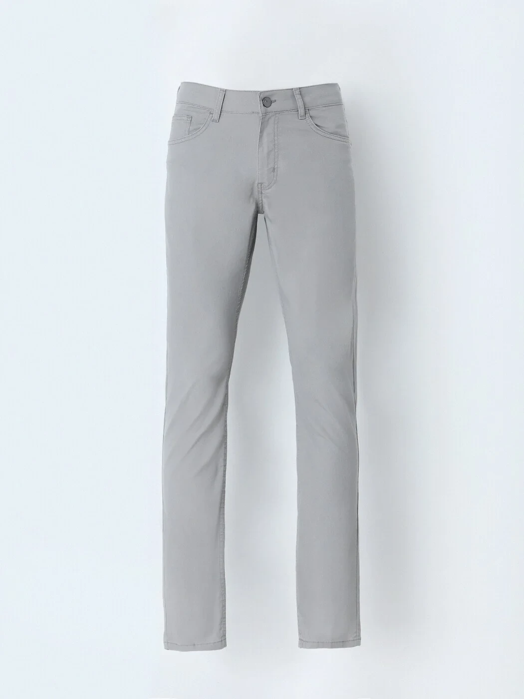 Açık Gri Dokuma Slim Fit Casual Pamuk Karışımlı Pantolon - 1