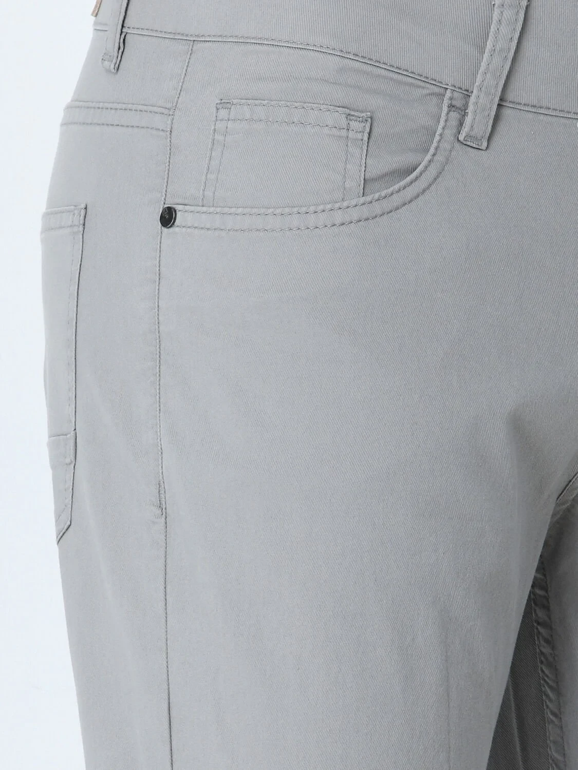 Açık Gri Dokuma Slim Fit Casual Pamuk Karışımlı Pantolon - 2
