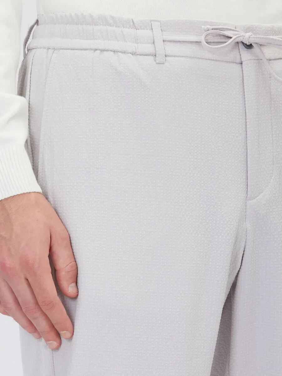 Açık Gri Düz Dokuma Jogging Fit Casual Pantolon - 4