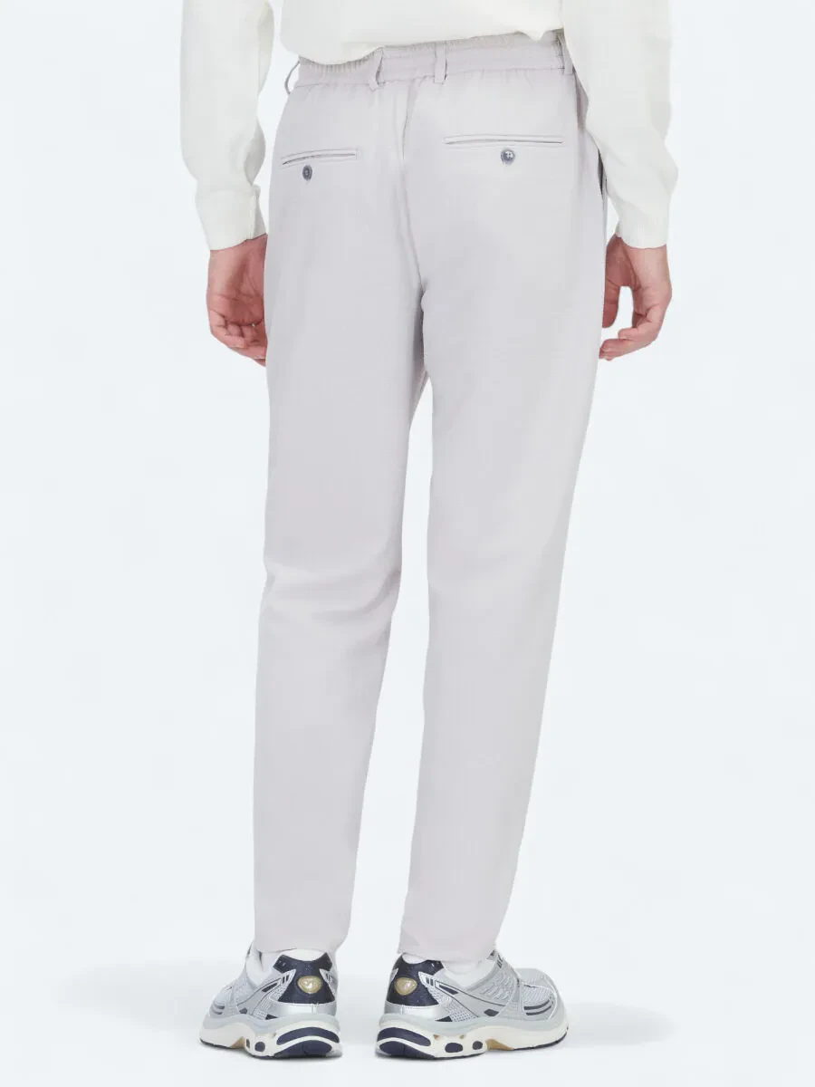 Açık Gri Düz Dokuma Jogging Fit Casual Pantolon - 5