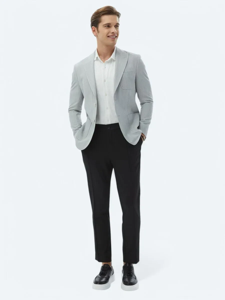 Açık Gri Düz Modern Fit Ceket - 4