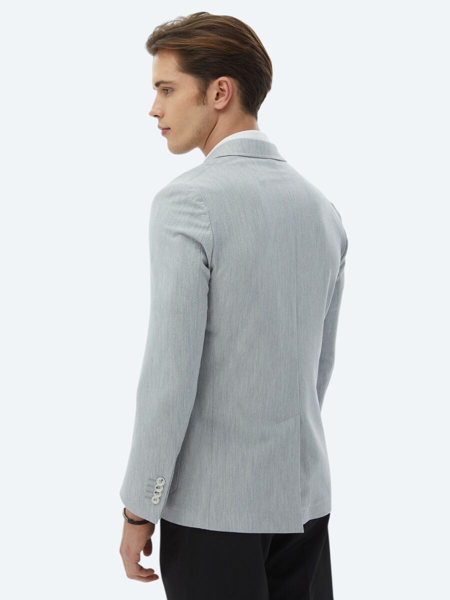 Açık Gri Düz Modern Fit Ceket - 9