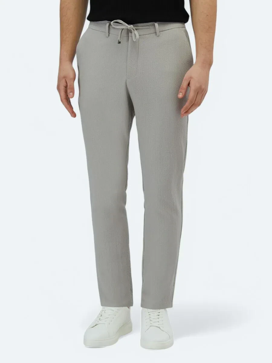 Açık Gri Örme Jogging Fit Casual Pantolon - 2