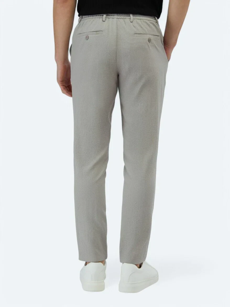 Açık Gri Örme Jogging Fit Casual Pantolon 