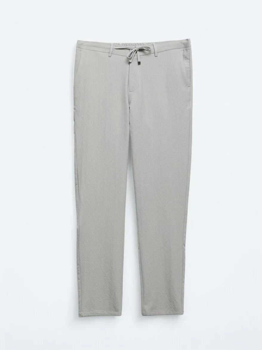 Açık Gri Örme Jogging Fit Casual Pantolon - 5