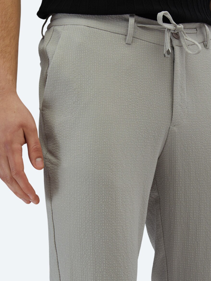 Açık Gri Örme Jogging Fit Casual Pantolon - 3