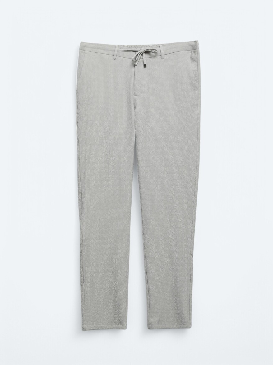 Açık Gri Örme Jogging Fit Casual Pantolon - 5