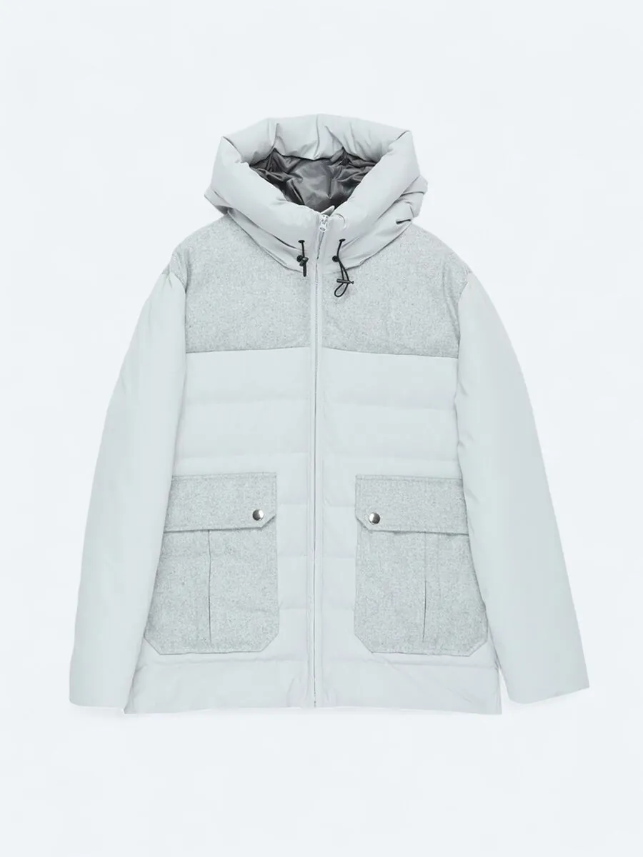 Açık Gri Regular Fit Dik Yaka Casual Dokuma Mont - 1